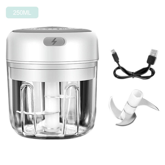 Electric Food Chopper 100/250ml Mini Wireless Electric Garlic Masher USB Garlic Masher Kitchen Fruit