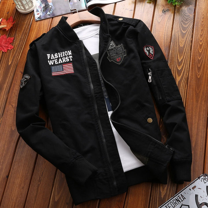 Bomber Jacket Men Fashion Casual Windbreaker Jacket Coat