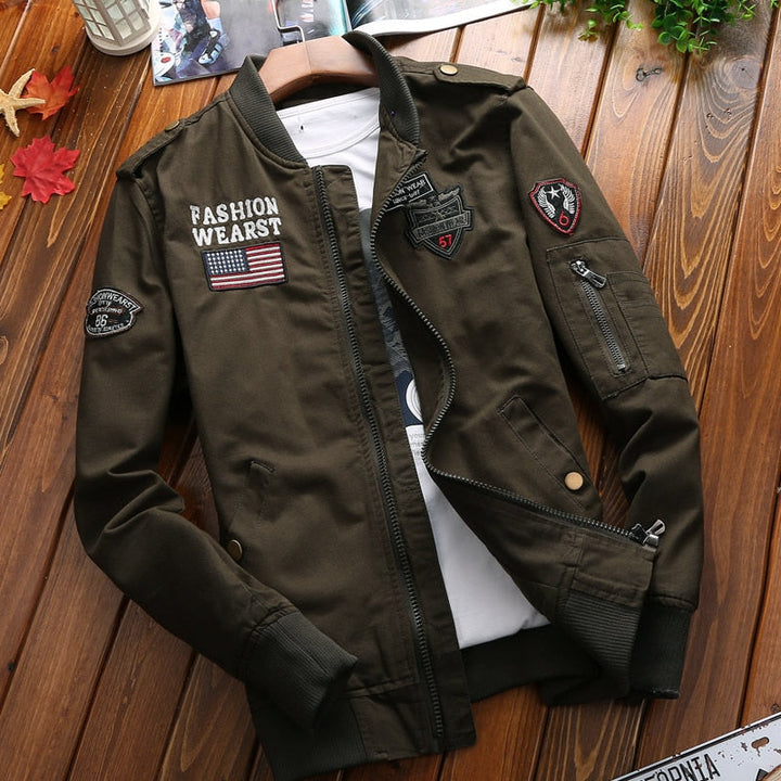 Bomber Jacket Men Fashion Casual Windbreaker Jacket Coat